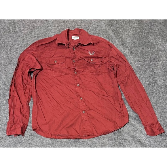 Magellan Sportswear Other - Magellan Outdoors Men's XL Red‎ Chamois Deer Embroidered Long Sleeve Shirt